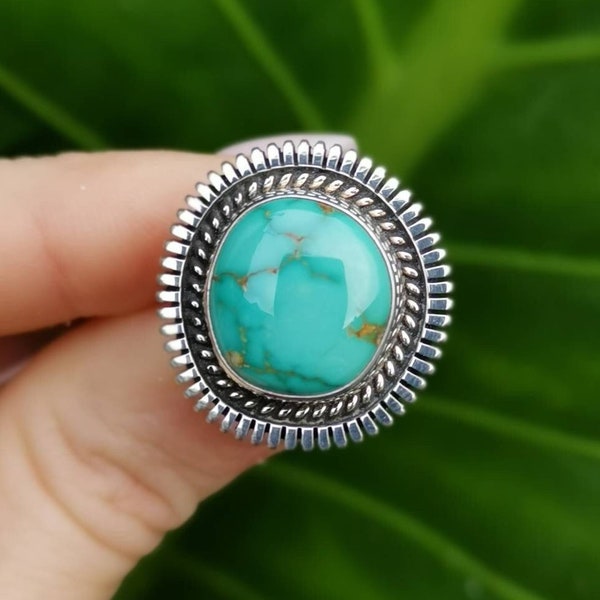 Navajo Kingman Turquoise Ring | R.Bennett | Women's Size 5 | Silver Navajo Ring