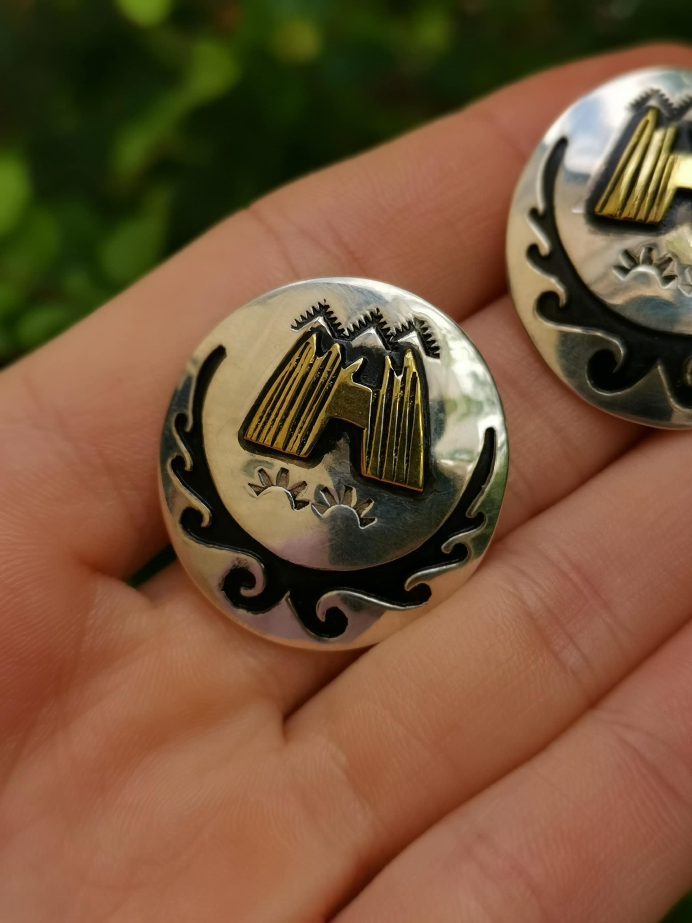 Silver and Gold Thomas Tommy Singer Navajo Earrings - Etsy