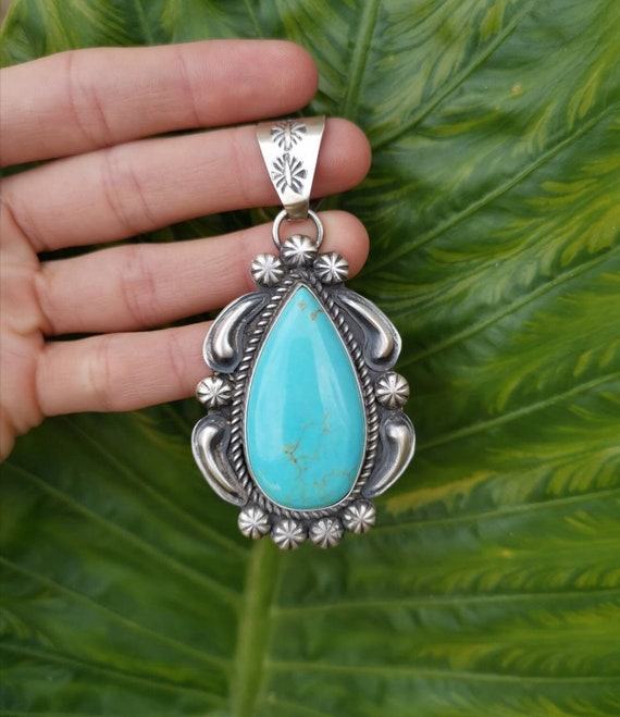 Amazing Vintage Native American Navajo Jeff James Sterling Silver Turquoise Necklace Amazing Vintage Native American Navajo Jeff James Sterling Silver Turquoise Necklace
