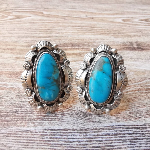 Navajo Turquoise Ring | Native American Turquoise Silver Ring by Ida McCrae