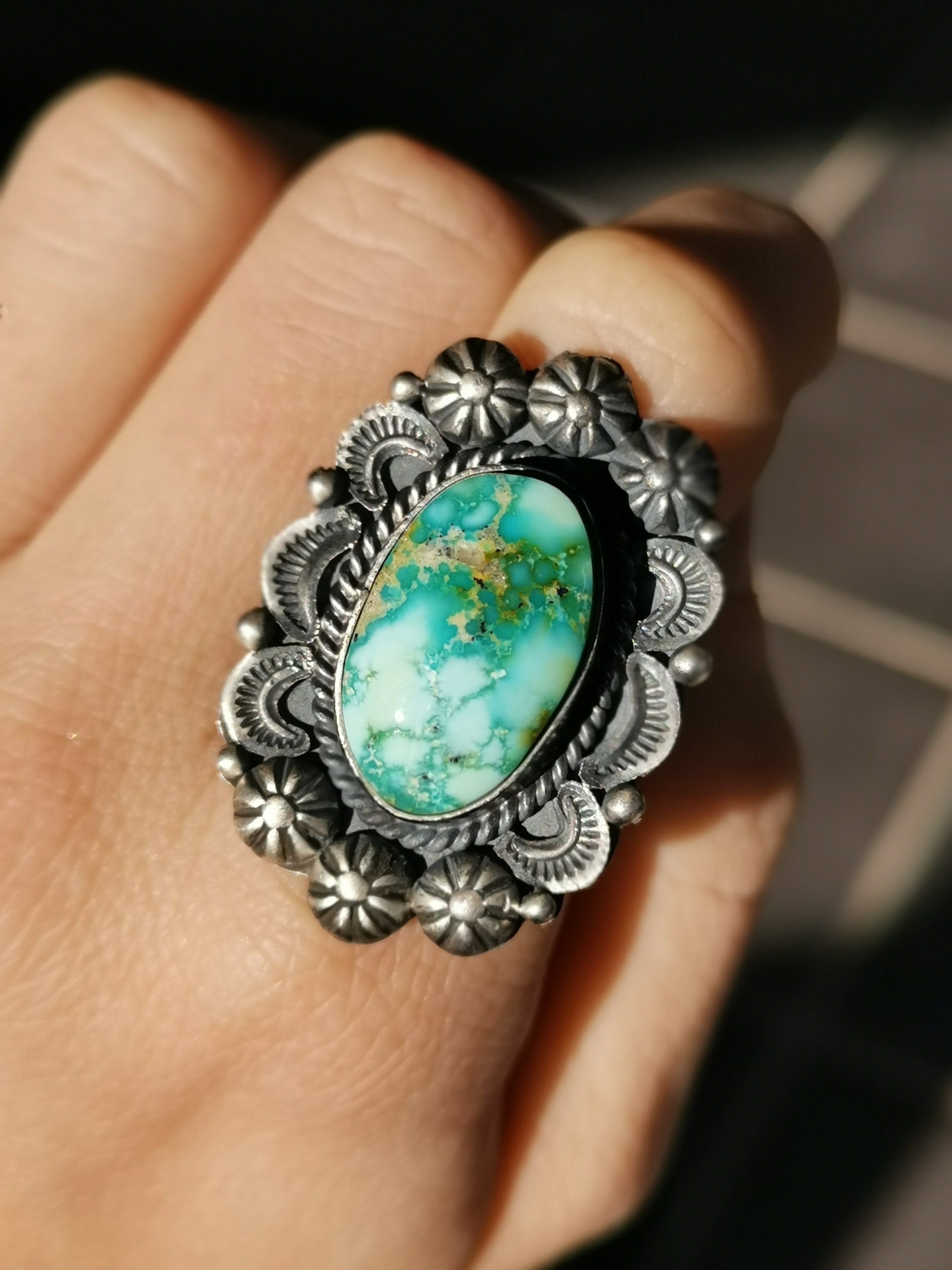 Ann Becenti Vintage Native American Navajo Blue Gem & Royston Turquoise Sterling Silver Bracelet Ann Becenti Vintage Native American Navajo Blue Gem & Royston Turquoise Sterling Silver Bracelet