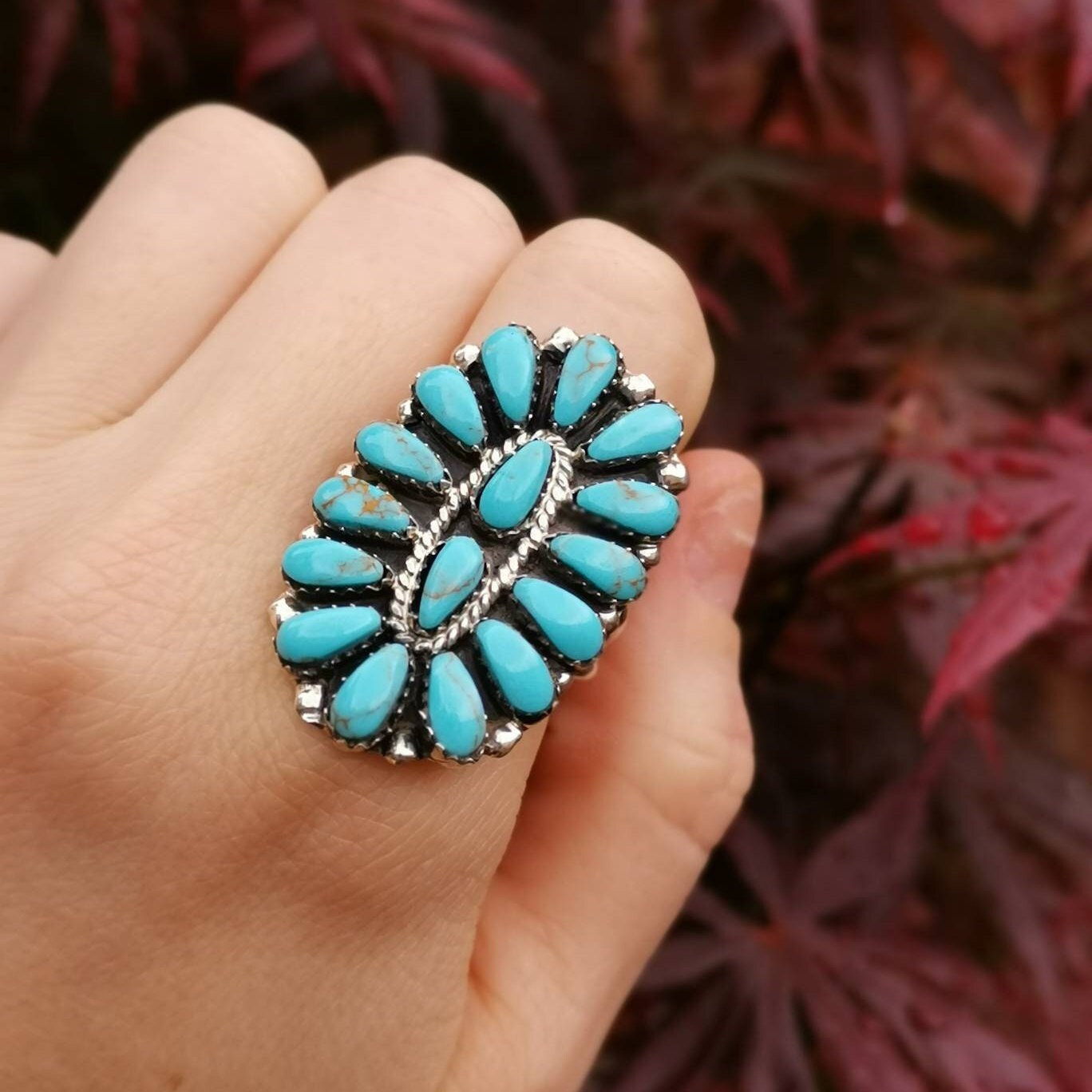 Navajo Turquoise Cluster Ring Native American Ring Size 7/9 - Etsy ...