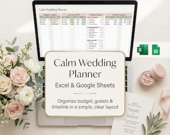 Calm Wedding Planner | Excel and Google Sheets (Digital Download)