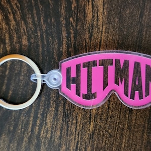 Bret Hart "Hitman Sunglasses", Vinyl Acrylic Keychain PINK