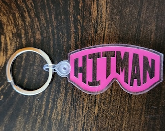 Bret Hart "Hitman Sunglasses", Vinyl Acrylic Keychain PINK