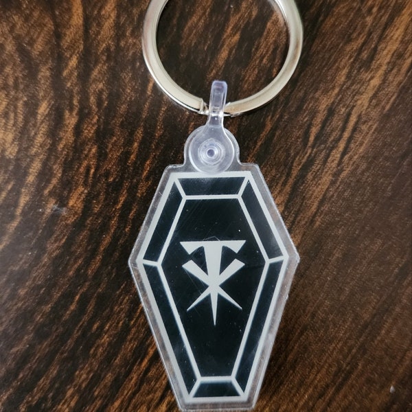 The Undertaker Coffin Vinyl Acrylic Keychain BLACK