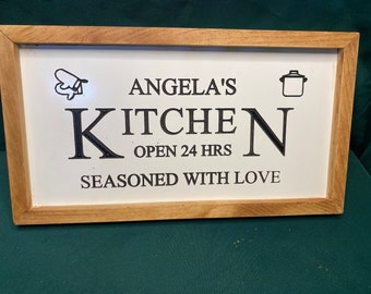 Personalized Kitchen Hanging Sign Rustic Farmhouse Style Custom Gift for Men Women Cooks Chefs 9 1/2" x 17"