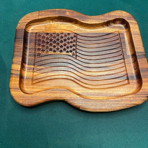 Catch-all tray, Wavy Flag Wooden valet tray, Father&#39;s day Gift