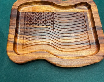 Catch-all tray, Wavy Flag Wooden valet tray, Father's day Gift