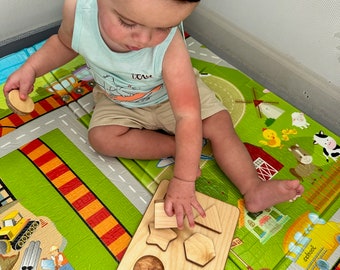 Wooden Geometric Shapes Puzzle, Wooden Toy for Toddlers, Baby Toy, Wood Toy, Educational Toy, Wooden Montessori Toy Puzzle