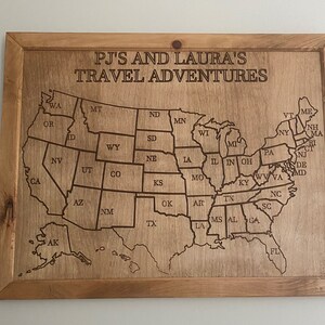 USA Reisekarte SVG Push Pin USA Karte SVG, Dxf, Crv, Ngc Fräserschnittdatei Laserschnittdatei Reisen durch Staaten Abenteuerkarte svg