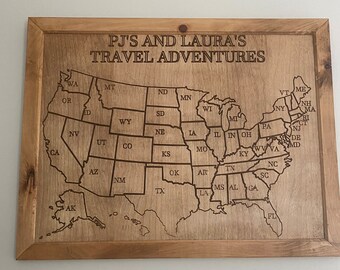 United States Travel Map SVG Push Pin USA Map SVG, Dxf, Crv, Ngc Router cutting file Laser Cutting File Travels by States Adventure map svg