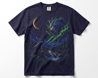 Spirits in the Night Bear Comfort Colors Tee, Vintage 90s Moonlit Wildlife