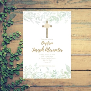 5x7 Baptism Invitation Template, Instant Digital Download, Canva, Announcement, Christening, Printable, Christian, Catholic, Download,