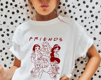 Chemise à thème princesse amis personnalisée, chemise princesse Disney, chemise d'amis de groupe assortie, tee-shirt Disney pour filles, chemise personnalisée Disney pour femme