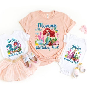 Custom Little Mermaid Birthday Shirt, Ariel Birthday Shirt, Disney Princess Shirt, Disney Princess Group Shirts, Family Matching Shirt