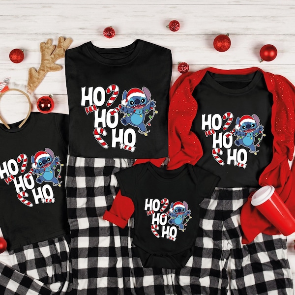 Stitch Ho Ho Ho Christmas Shirt, Retro Christmas Shirts, Matching Group Funny Christmas Shirt, Lilo And Stitch, Christmas Is My Favorite