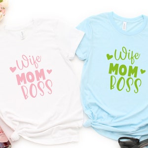 Esposa Mamá Jefe Camisa del Día de la Madre, Camiseta de Manga Corta de Regalo del Día de la Madre, Camiseta Gráfica del Día de la Madre Esposa Mamá Jefe, Camisa Personalizada de Esposa Mamá Jefe