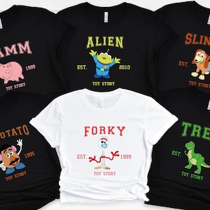 Custom Toy Story Characters Shirt, Toy Story Short Sleeve Shirt,  Disney Toy Story Trip Tee, Toy Story Trex Alien Hamm Forky Slinky Shirts