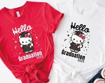 Adorable Kitty Graduation Shirt Class of 2024 - Cute Stylish Gift for Grads, Hello Custom Graduation Gown, Celebrate Your Grad's Success!