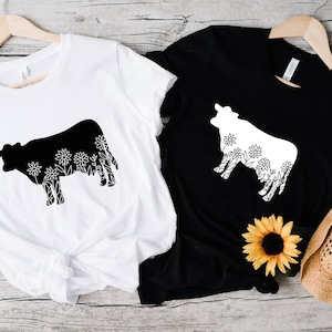 Floral Cow Shirt, Cow T Shirt, Cow Lover Shirt, Farming Shirt, Farm Girl Shirt, Cow Lover Gift, Cow Farm Shirt, Country T Shirt, Dairy Farm