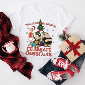 Disney Phineas and Ferb Merry Christmas T-Shirt, Phineas, Ferb, Perry Christmas Lights Shirt, Disneyland Christmas Family Matching Tee