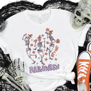 Lets Get Halloween T-Shirt, Halloween Skeletons Party Tee, Retro Funny Halloween Shirt, Spooky Season Shirt, Ghosts Pumpkins, Spooky Season