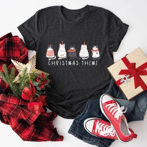Christmas Theme Cat T-shirt, Cute Cat Christmas Shirt, Holiday T-Shirt, Funny Gift Cat Lover, Funny Cat Christmas Tee, Christmas Gifts Shirt