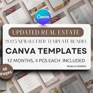 Real Estate Newsletter Template Bundle | 12-Month Editable Realtor Newsletters | Monthly Printable Real Estate Marketing Kit 2025