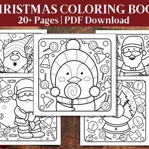 Christmas Coloring Pages, 20 Page Kids Christmas Coloring Book, Christmas Crafts for Kids, Adult coloring book, Coloring Pages PDF