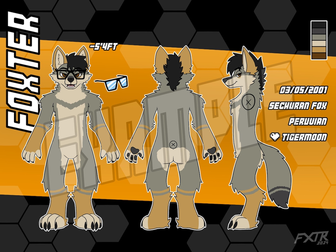 3 SIDED Male Fox Reference Sheet Base (PNG File) - Etsy