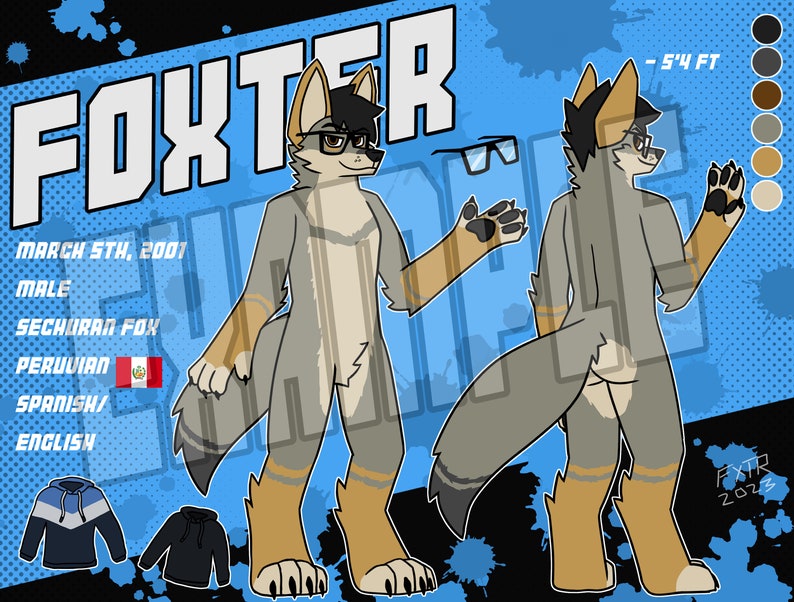 Male Fox Reference Sheet Base (PNG File) - Etsy