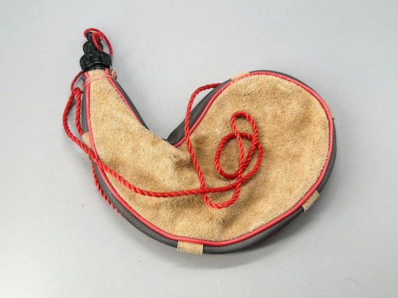 Vintage Spanish leather canteen wine bottle water bag hiking