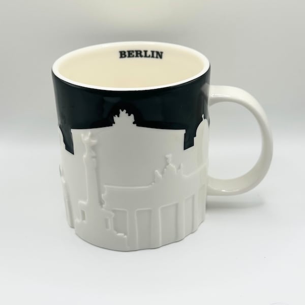 Vintage, Starbucks, city mug, Starbuck Collector Series, Black and White,  Berlin, City Skyline, Coffee mug, Tea mug