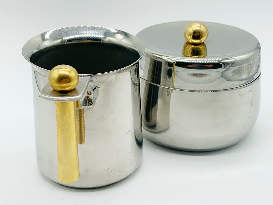 Vintage 1980's 80's Inox Made in Italy Design Stainless Steel and Brass ...