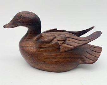 Vintage hand carved wooden duck figure figurine HobbelAmsterdam