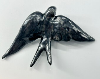 Vintage Black porcelain swallow wall hanging 3D HobbelAmsterdam