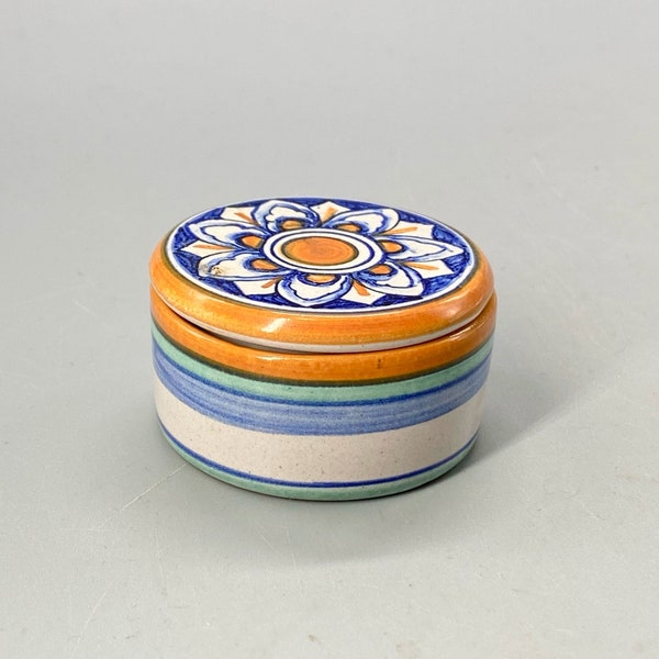 Vintage, Deruta, Italy, Italian, ceramic, hand painted, small, signed, trinket box, HobbelAmsterdam