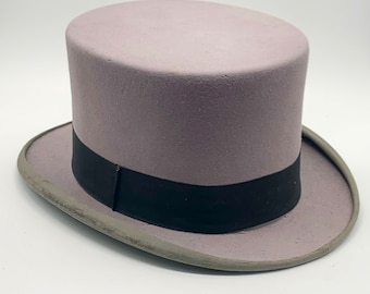 Vintage grey wool felt top hat hand made Empire Blok Den Haag quality formal wedding Ascot