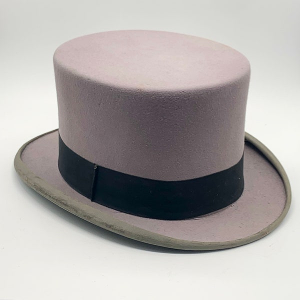 Vintage grey wool felt top hat hand made Empire Blok Den Haag quality formal wedding Ascot