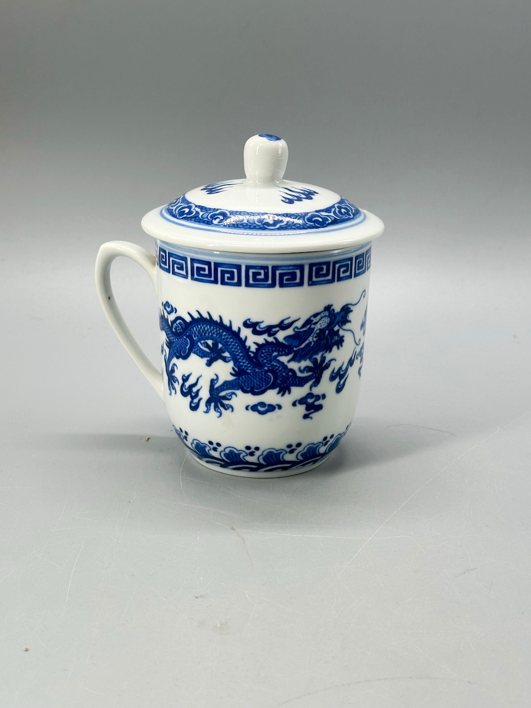 Vintage, Chinese, Tea Mug With Lid, Dragon, Made in China Mark, Etsy