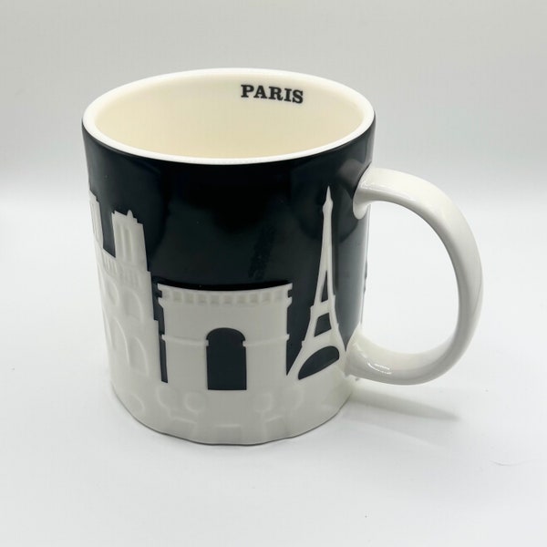 Vintage, Starbucks, city mug, Starbuck Collector Series, Black and White,  Paris, City Skyline, Coffee mug, Tea mug