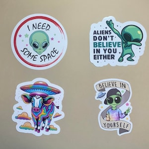 Cute Alien Sticker Pack (Set of 4) - 2.5 Inches