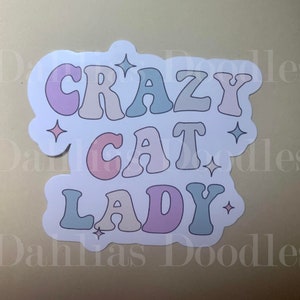 Colorful Crazy Cat Lady&quot; Sticker - Vinyl Decal for Cat Lovers, Cat laptop sticker