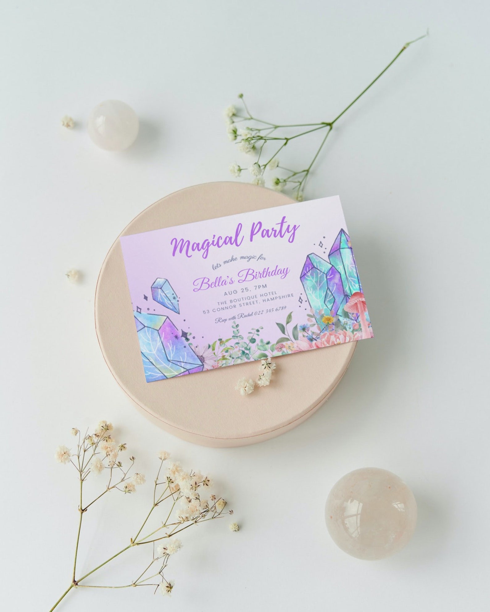 Practical Magic Invitations Printable Magical Party Invitation, Pink Enchanted Garden Invite ...