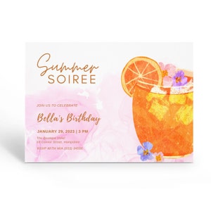 Aperol Spritz Invite, Orange Summer Soiree Invitation, Summer Brunch Invite, Aperol Spritz Birthday Invite, EDITABLE Template.