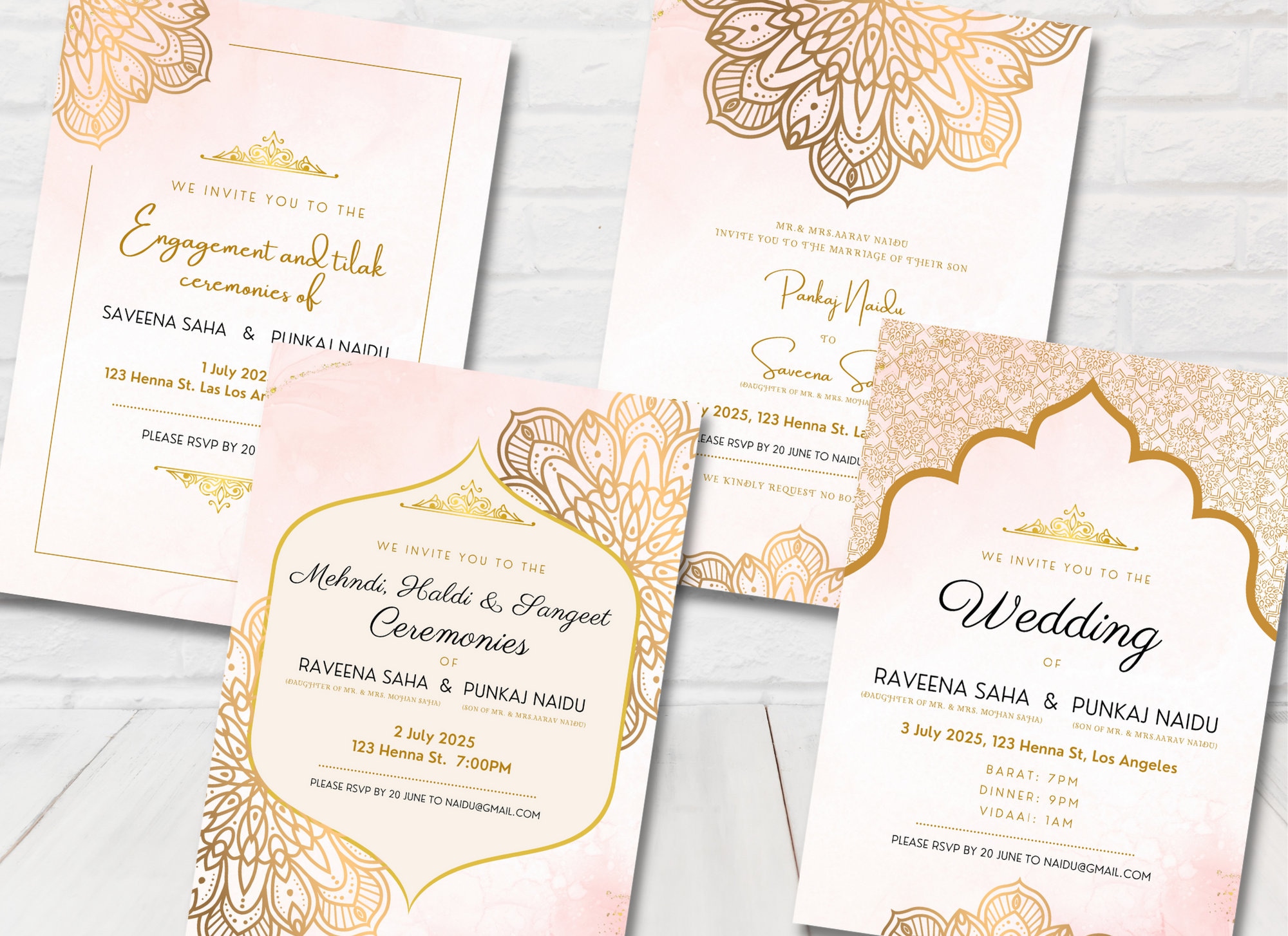 Conjuntos de invitaciones de boda india, invitación de boda hindú,  invitaciones de boda india, plantilla de boda india imprimible, PLANTILLA  EDITABLE. - Etsy México, image size:2000x1454