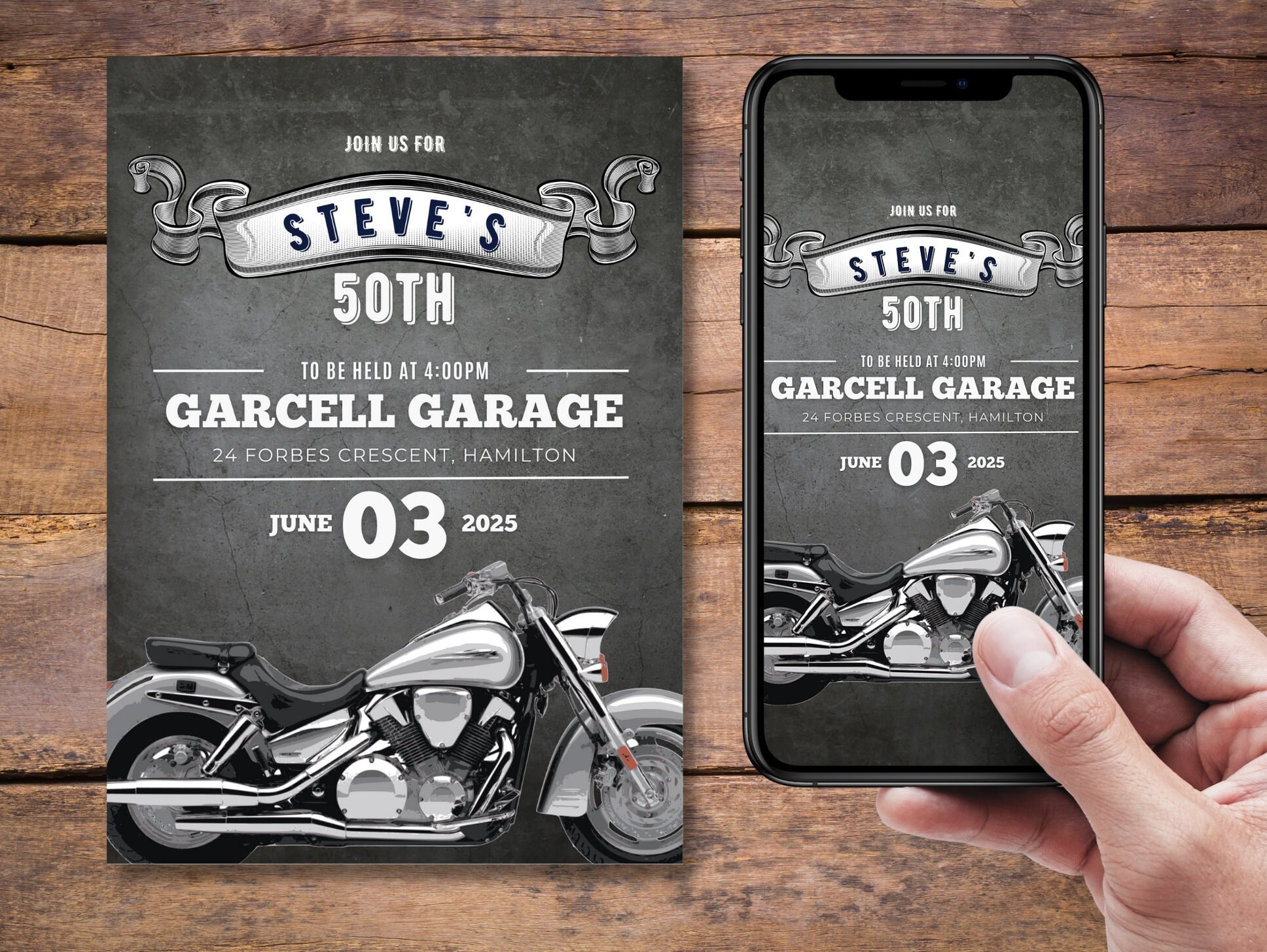 Motorcycle Birthday Invitation, Mens Motorcycle Invites, Motorcycle ...