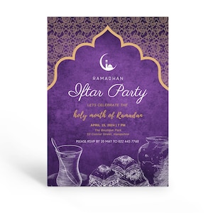 Printable Iftar Party Invitation, Ramadan Celebration Invite, Iftar Dinner Party Template, Printable Ramadan Invitation, Editable Template.