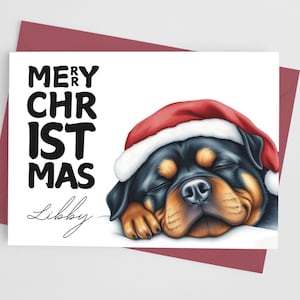 Cartão de Natal personalizado para Rottweiler, Cartão de Natal para impressão com cachorro, Cartão de Natal para Rottweiler, Cartão festivo para amantes de cachorro, Modelo